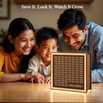 HANDCRAFTD Money Saving Box for Adults and Kids - 100000 Piggy Bank with Large Capacity for Challenge Goals